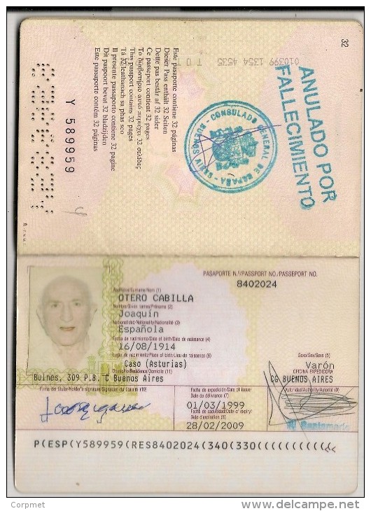 COMUNIDAD EUROPEA - ESPAÑA - SPAIN  PASSPORT - PASSEPORT - PASAPORTE - Historische Dokumente