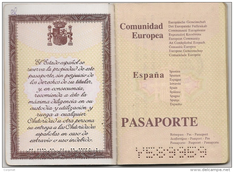 COMUNIDAD EUROPEA - ESPAÑA - SPAIN  PASSPORT - PASSEPORT - PASAPORTE - Historische Documenten