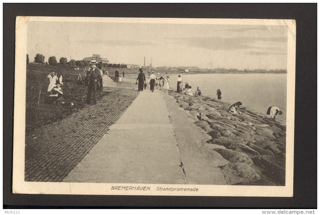 AK Bremerhaven Strandpromenade 1919 Nach Frankfurt, 2 Bilder - Bremerhaven