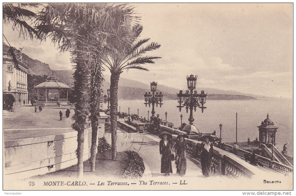 Carte Postale Ancienne écrite Et Ayant Circulé (1919) - MONTE-CARLO - LES TERRASSES - The Terraces - Terrassen