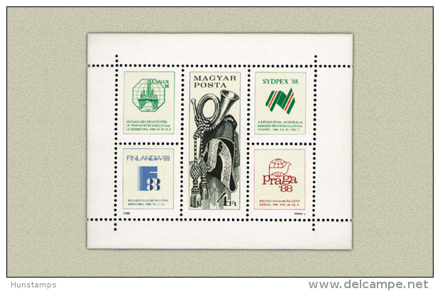 Hungary 1988. Stamp Exhibition Sheet MNH (**) Michel: Block 197A / 1.70 EUR - Ungebraucht