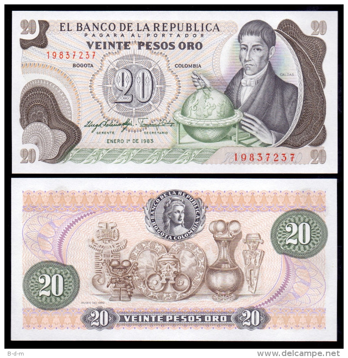 COLOMBIA 20 PESOS ORO 1983 PICK 409D SC UNC - Colombia