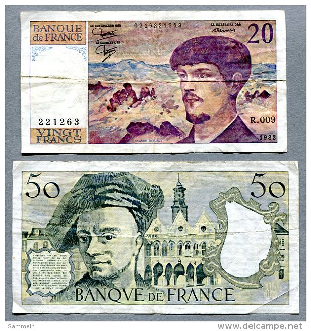 3266 - FRANKREICH - 4 Banknoten - 20, 50, 100, 200 Francs  Gebraucht - FRANCE, 4 Banknotes - Zonder Classificatie