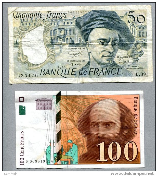 3269 - FRANKREICH - 2 Banknoten, 50 + 100 Francs Gebraucht - FRANCE, 2 Banknotes - Sonstige & Ohne Zuordnung