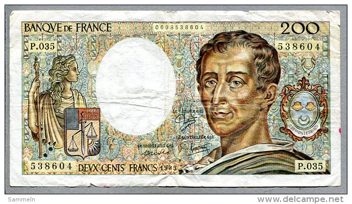 3272 - FRANKREICH - 200 Franc- Banknote, Gebraucht - FRANCE, Banknote - 200 F 1981-1994 ''Montesquieu''