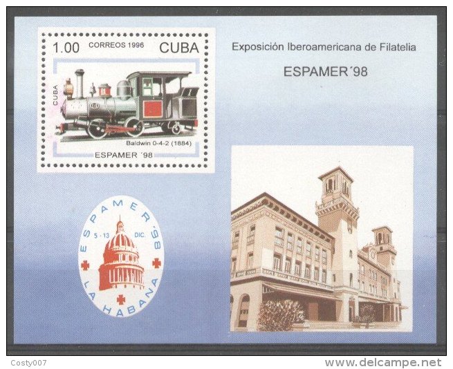 Cuba 1996 Trains, Perf. Sheet, MNH S.032 - Unused Stamps