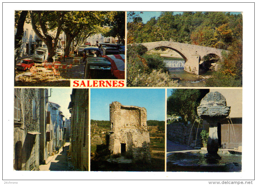 Salernes: Multi Vues, La Place, Le Vieux Chateau, La Fontaine, Le Pont Romain, Photo Marc Guitteny (14-2537) - Salernes