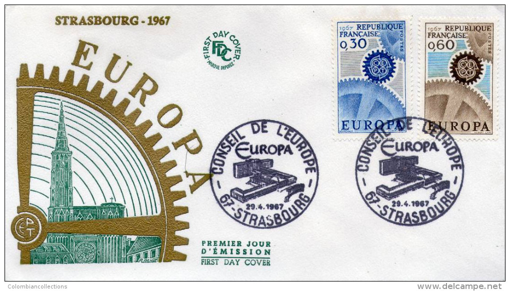 Lote F-Fr22, Francia, 1967, FDC, Europa CEPT, Conseil De L'Europe, Strasbourg - 1960-1969