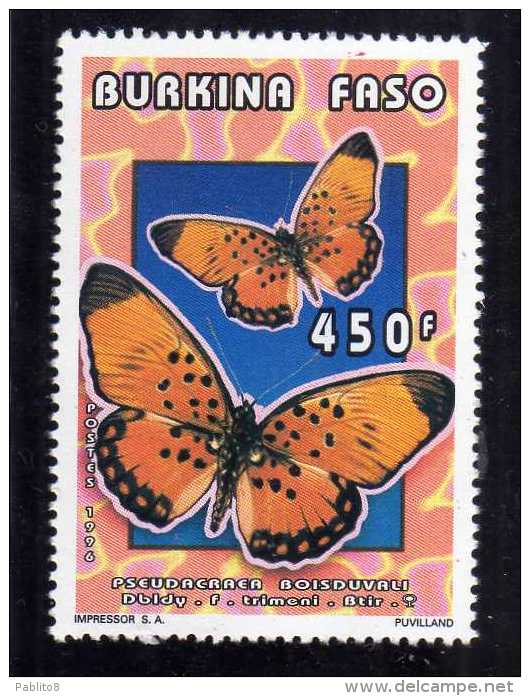 BURKINA FASO 1996 FAUNA FAUNE BUTTERFLIES FARFALLE PAPILLONS 450 F FARFALLA BUTTERFLY PAPILLON MNH - Burkina Faso (1984-...)