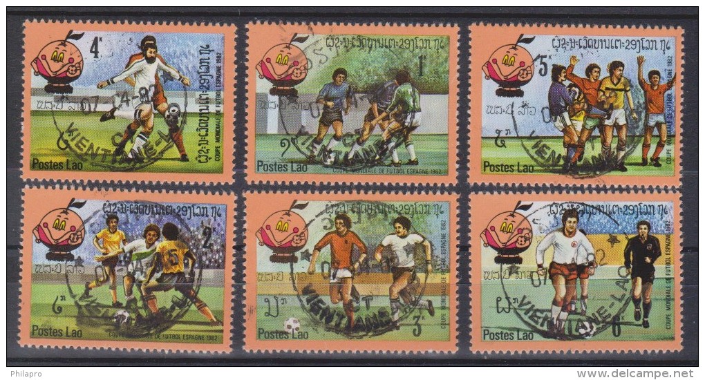 LAOS  SPECIAL  BULL EYE  CANCEL # FIRST DAY  FOOTBALL   SPAIN 82  SCOTT N°379/84   Réf  7345 - 1982 – Spain