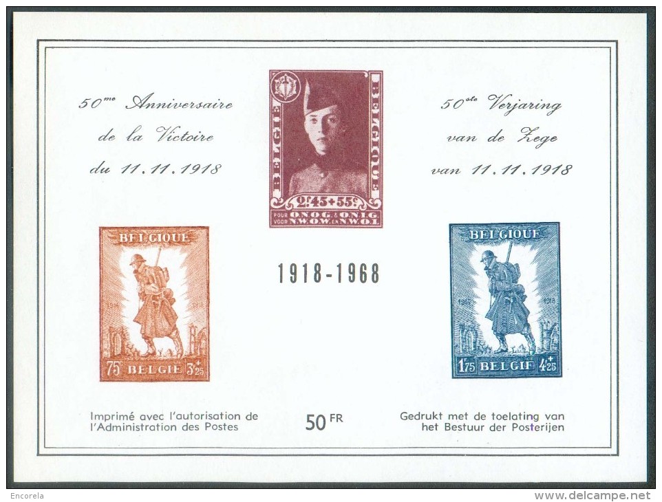 Feuillet 50ème Anniversaire De La Victoire 11-11-1918 1968 Avec Timbres Caporal Léopold III Et INFANTERIE - 10029 - Erinofilia [E]