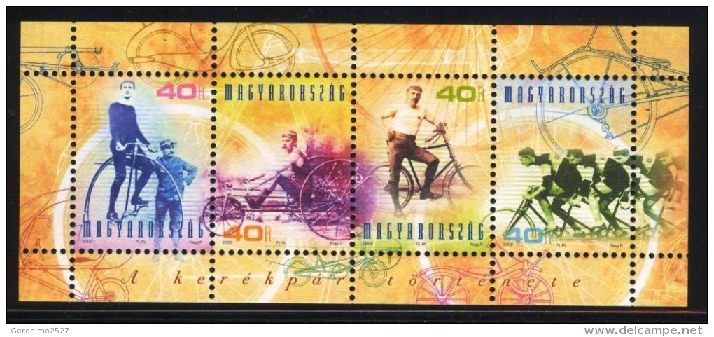 HUNGARY 2002 TRANSPORT Vehicles Bikes HISTORY Of BICYCLE - Fine S/S MNH - Nuevos