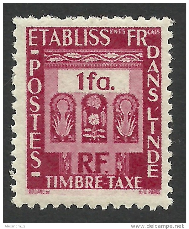 French India, 1 Fa. 1948, Sc # J23, MH - Unused Stamps