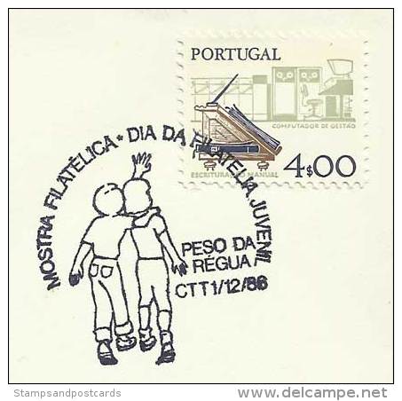 Portugal Cachet Commémoratif  Expo Philatelique Jeunesse Peso Da Régua 1986 Event Postmark Youth Stamp Expo - Flammes & Oblitérations