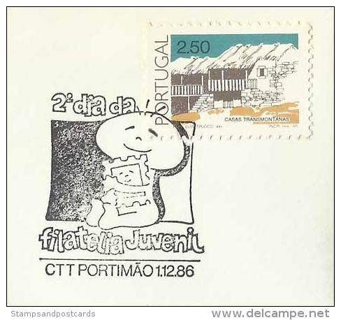 Portugal Cachet Commémoratif  Expo Philatelique Jeunesse Portimão Algarve 1986 Event Postmark Youth Stamp Expo - Postal Logo & Postmarks