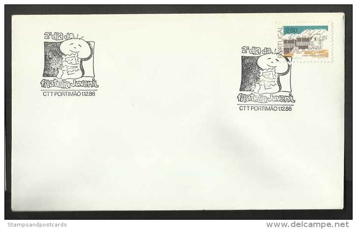 Portugal Cachet Commémoratif  Expo Philatelique Jeunesse Portimão Algarve 1986 Event Postmark Youth Stamp Expo - Postal Logo & Postmarks