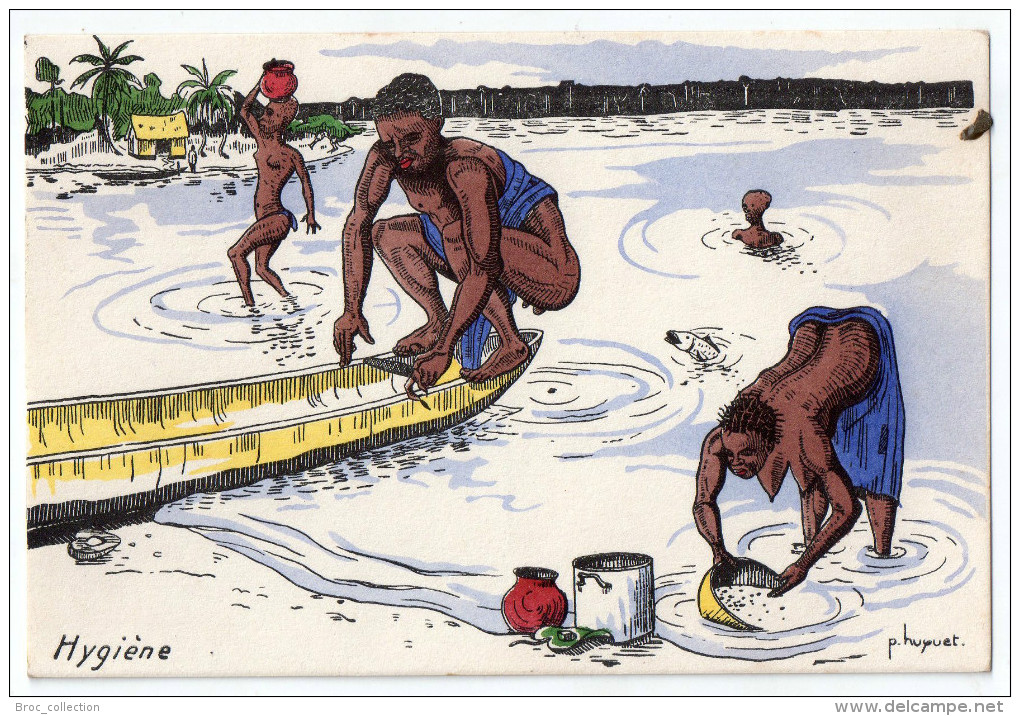 Illustrateur P. Huguet, Hygiène, Afrique, Colonialisme - Huguet