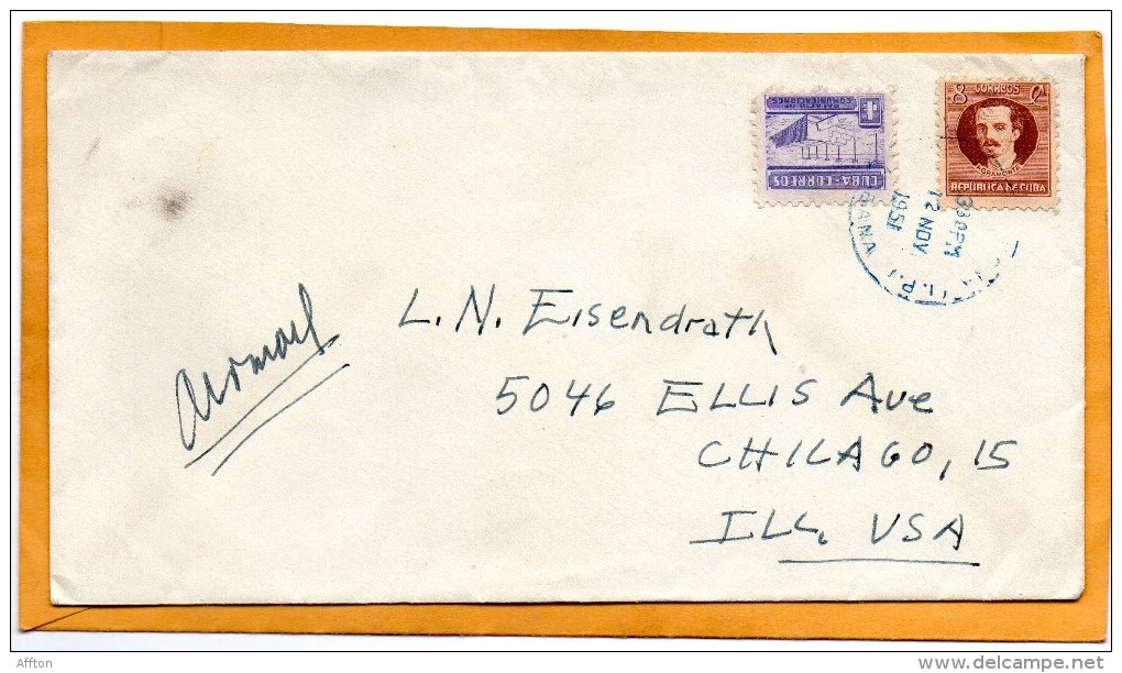 Cuba 1951 Cover Mailed To USA - Briefe U. Dokumente