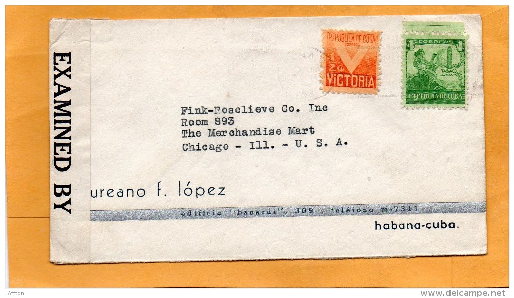 Cuba Old Censored Cover Mailed To USA - Used Stamps