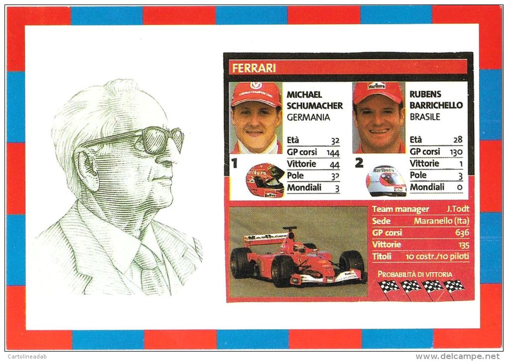 [DC0464] CARTOLINEA - EQUIPE FERRARI - SCHUMACHER - BARRICHELLO - FORMULA 1 - Grand Prix / F1