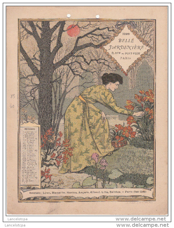 CALENDRIER BELLE JARDINIERE 1898 / NOVEMBRE - FORMAT 18X24 - Tamaño Grande : ...-1900