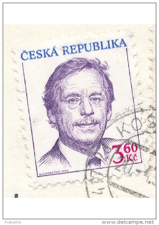 C10420 - Czech Rep. (1995) 417 23 Kostany U Teplic (3,60 - Vaclav Havel) ERROR: So-called "skidded" (double) Printing - Abarten Und Kuriositäten