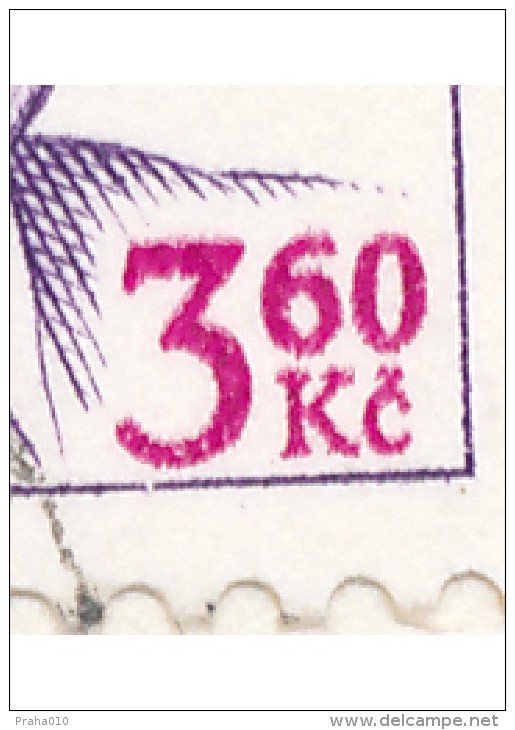 C10437 - Czech Rep. (1995) 417 64 Bzany (3,60 - Vaclav Havel) ERROR: So-called "skidded" (double) Printing - Errors, Freaks & Oddities (EFO)