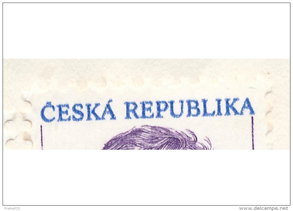 C10437 - Czech Rep. (1995) 417 64 Bzany (3,60 - Vaclav Havel) ERROR: So-called "skidded" (double) Printing - Varietà & Curiosità