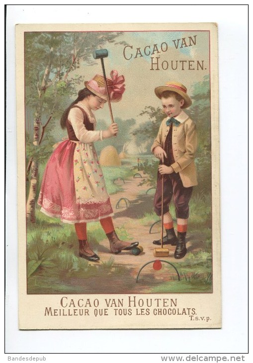 CACAO VAN HOUTEN  ZOON  BELLE CHROMO GRAND FORMAT ENFANT JEU CROQUET CROCKET - Van Houten