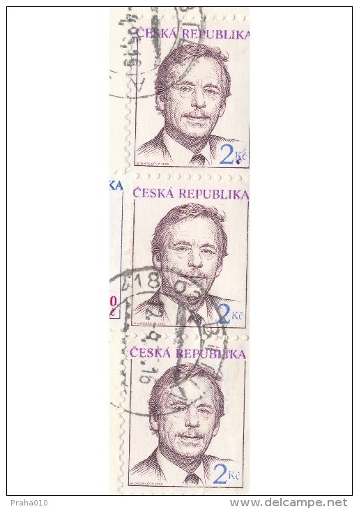 C10447 - Czech Rep. (1995) 418 03 Bilina 3 (2,00 - Vaclav Havel) ERROR: Faded Print Of Blue And Violet Colors - Errors, Freaks & Oddities (EFO)