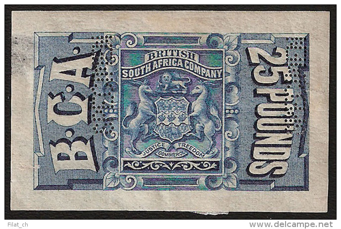 NYASALAND 1891 REVENUE BCA &pound;25 BLUE IMPERFORATE PROOF - Nyassaland (1907-1953)