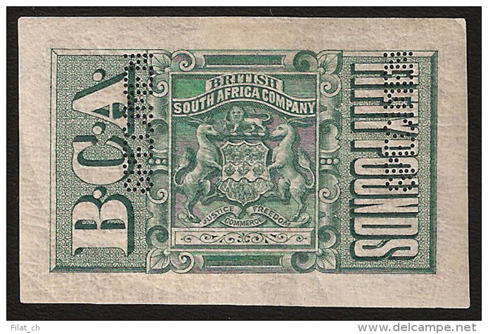 NYASALAND 1891 REVENUE BCA &pound;50 GREEN IMPERFORATE PROOF - Nyassaland (1907-1953)