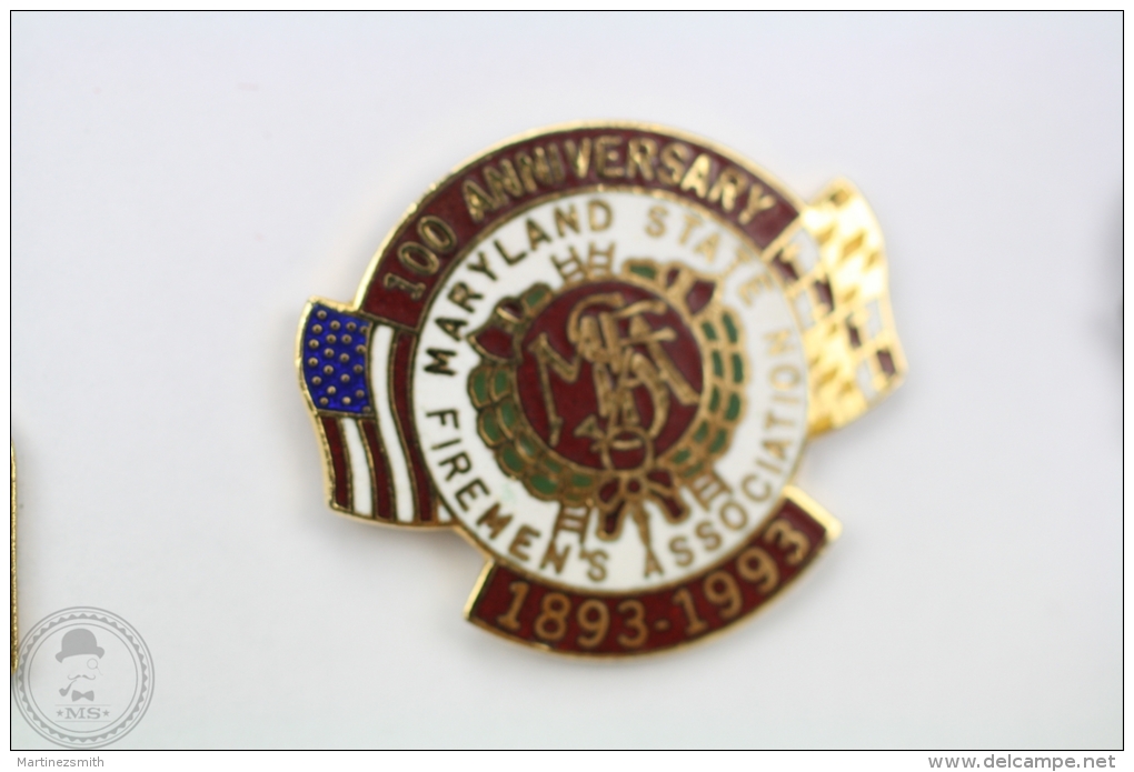 100 Anniversary Maryland State Firemen´s Association 1883 - 1993 - Fireman/ Firefighter Pin Badge #PLS - Bomberos