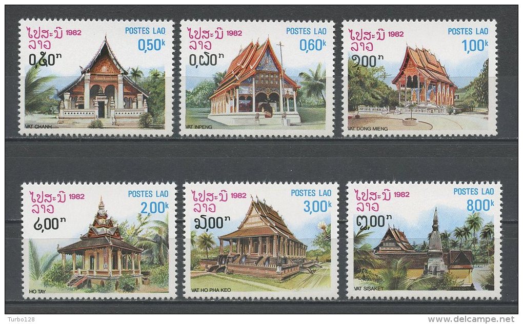 LAOS 1982 N° 418/423 ** Neufs  = MNH  Superbes Cote 5 &euro; Pagodes Laotiennes - Laos