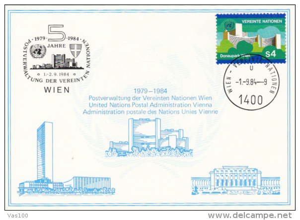 UNITED NATIONS- VIENNA HEADQUARTERS, CM, MAXICARD, CARTES MAXIMUM, 1984, UNITED NATIONS VIENNA - Cartes-maximum