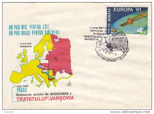 VARSOVIA TREATY DESOLUTION, SPECIAL COVER, 1991, ROMANIA - Cartas & Documentos