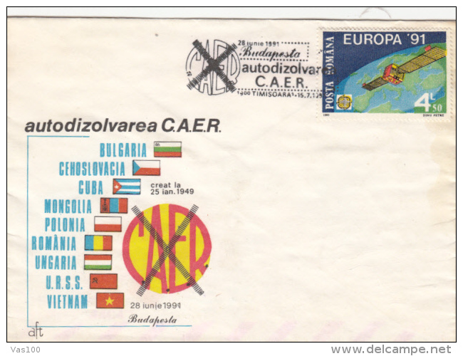 CAMECON ORGANIZATION SELF DESOLUTION, SPECIAL COVER, 1991, ROMANIA - Briefe U. Dokumente