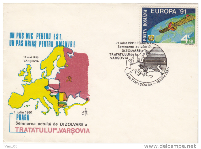 VARSOVIA TREATY DESOLUTION, SPECIAL COVER, 1991, ROMANIA - Lettres & Documents