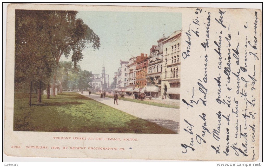 Cpa,USA,1901,tremont Street At The Common Boston,massachussetts,nou Velle Angleterre,city Puritains,suffolk,rare - Andere & Zonder Classificatie