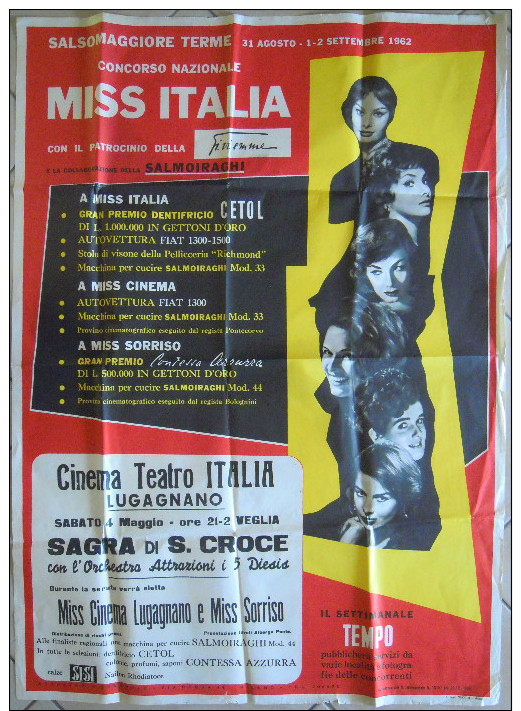 MANIFESTO CONCORSO NAZIONALE MISS ITALIA 1962 SALMOIRAGHI  SAGRA DI S. CROCE - Altri & Non Classificati