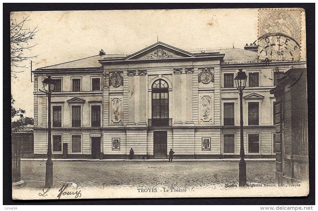 CPA ANCIENNE- FRANCE- TROYES (10)- LE THEATRE EN TRES GROS PLAN DE FACE- ANIMATION - Troyes