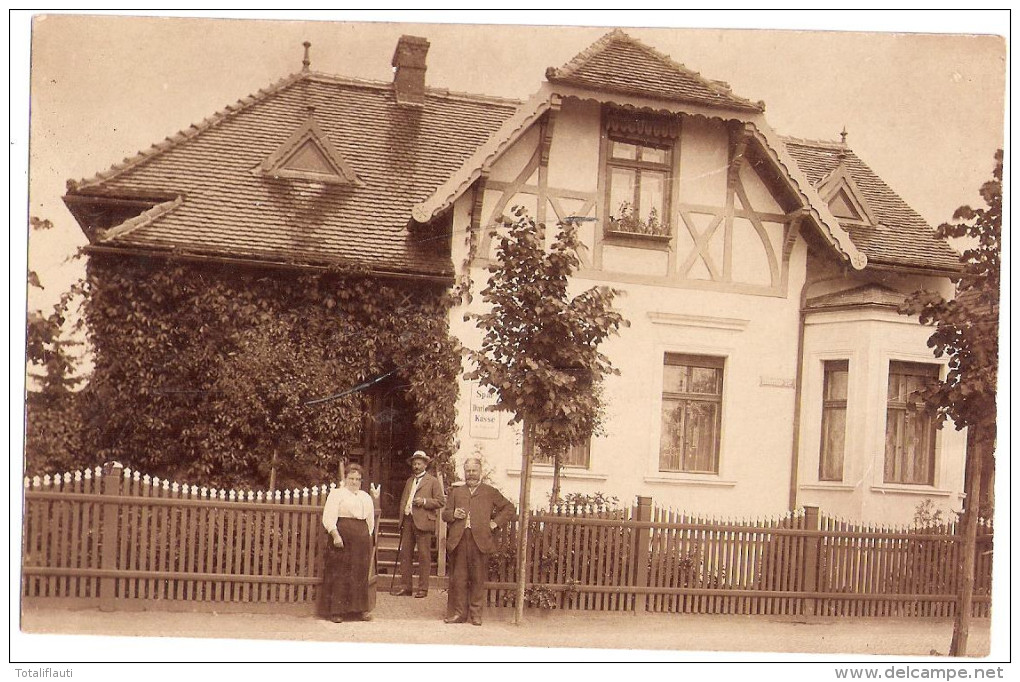 LENZEN Elbe Spar Und Darlehnskasse Bahnhofstrasse Belebt 22.6.1910 Private Fotokarte - Lenzen