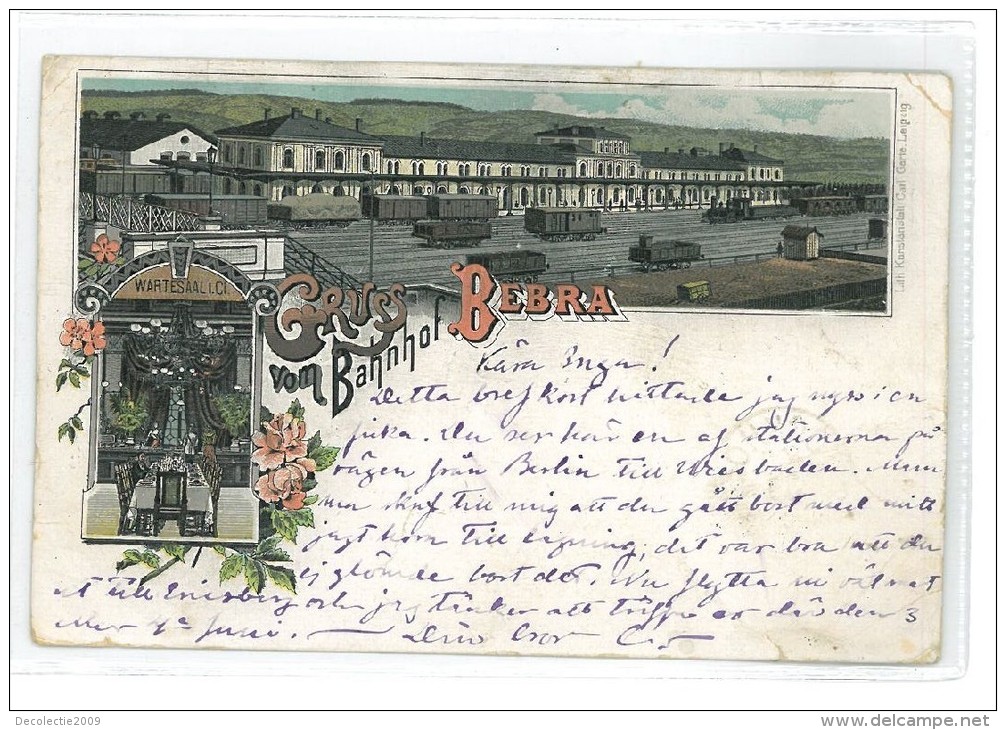 B82385 Germany Hesse Bebra Railway Station Restaurant  Perfect Litho Front/back Image - Bebra