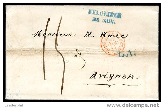 AUSTRIA TO FRANCE "L.A." Prephilatelic Cover 1848 VF - ...-1850 Vorphilatelie