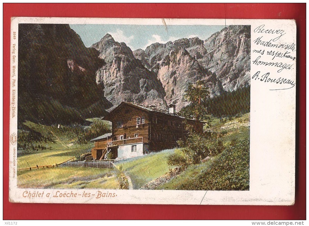 CLO2-33 Chalet à Loèche-les-Bains, Leukerbad, Précurseur, Cachet Leukerbad Et Carros 1908 - Loèche