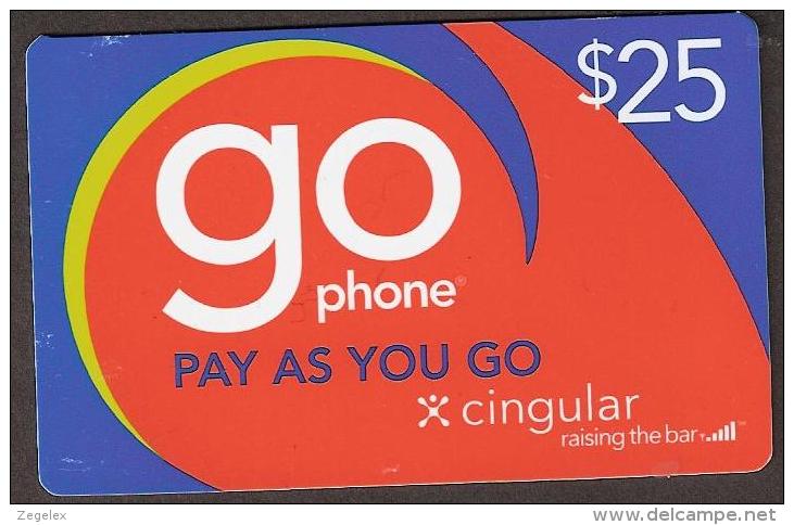 Phone Card USA 2008   $ 25,- Go Phone - Cingular - Australië