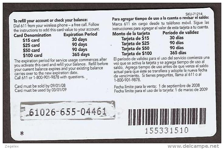 Phone Card USA 2008   $ 25,- Go Phone - Cingular - Australia