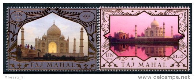 ONU New-York 2014 - Unesco - Patrimoine Mondial Inde Taj Mahal - 2 Timbres Détachés De Feuille ** - Ongebruikt