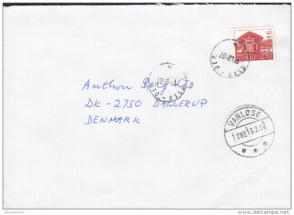 Norway Deluxe OSLO - JEP. 1987 Cover Brief To Denmark VANLØSE Vanloese Arrival Cancel !! - Briefe U. Dokumente