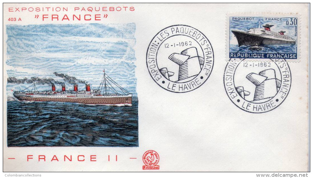 Lote F-Fr60, Francia, 1962, FDC, Exposition Paquebot, Le Havre, Barco, Boat, France II - 1990-1999